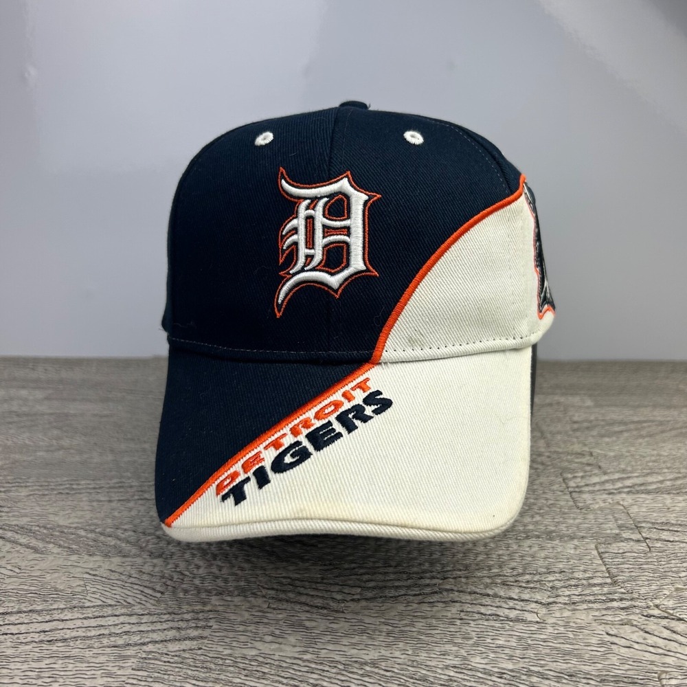 Vintage Detroit Tigers Hat Cap Strap Back Adjustable Navy Blue MLB Baseball Mens